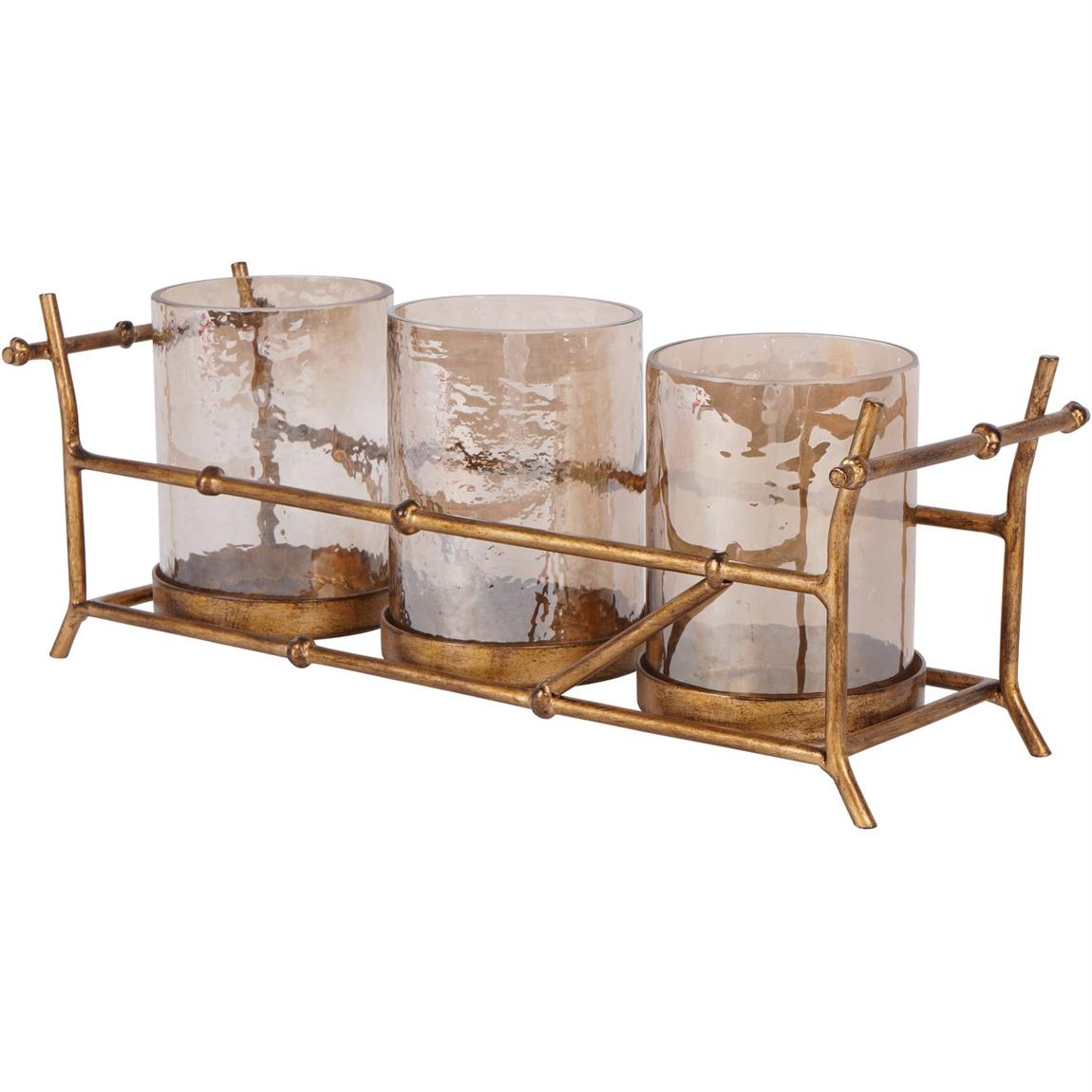 Laura Ashley Astaire Bamboo 3 Hurricane Candle Holder main product photo