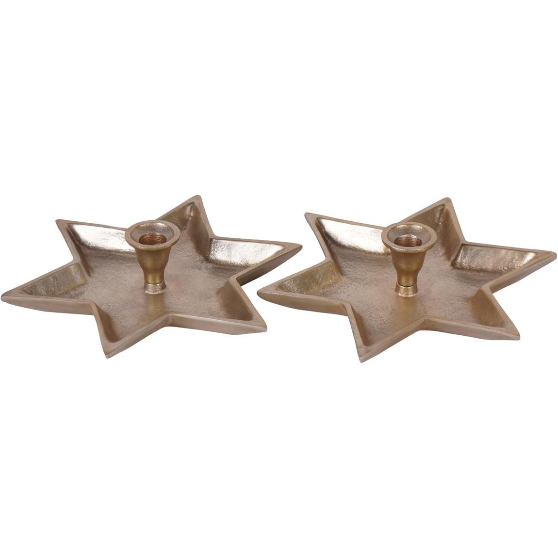 Laura Ashley Set of 2 Large Star Gold Candle Holders main product photo
