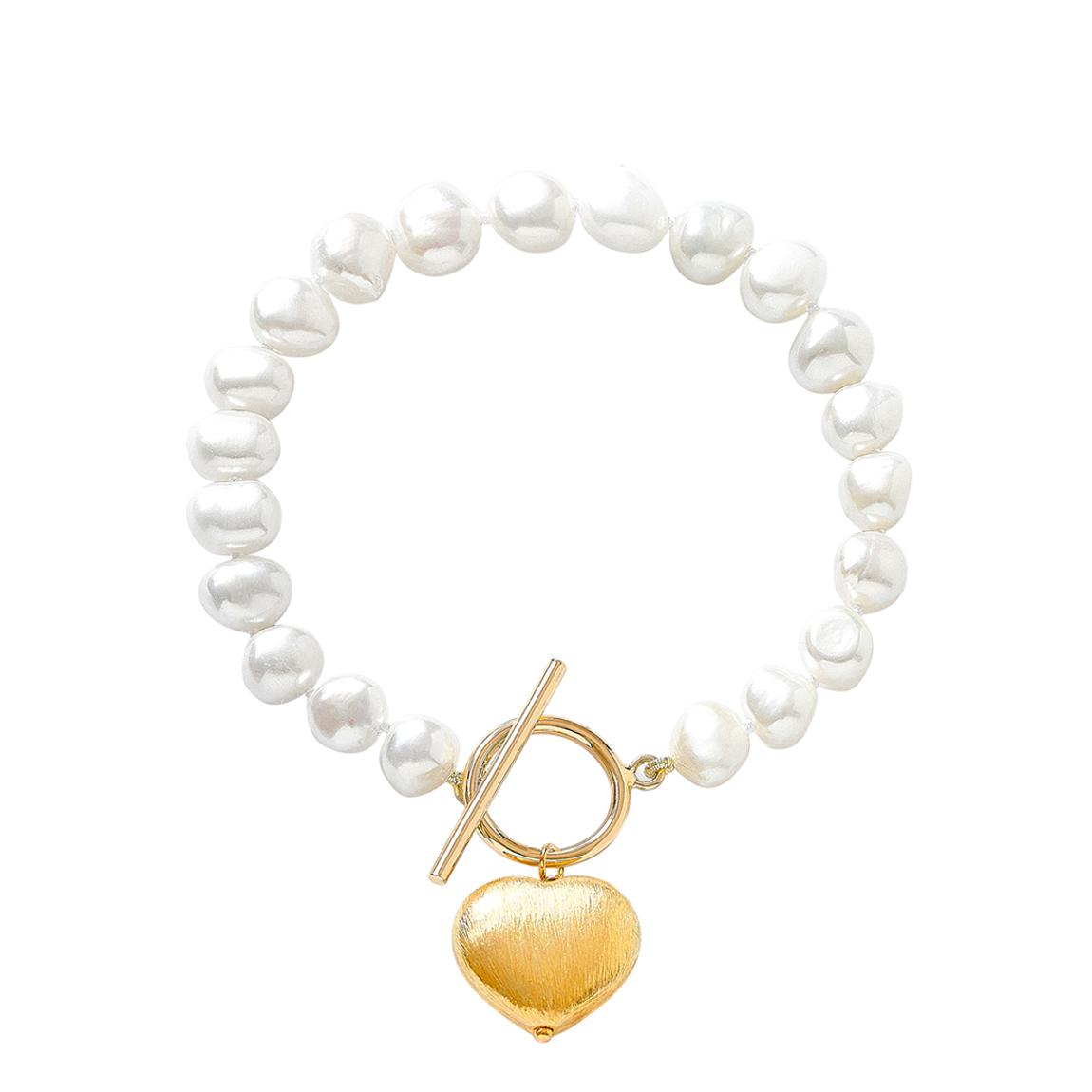 Amare Pearl & Gold Heart Bracelet main product photo