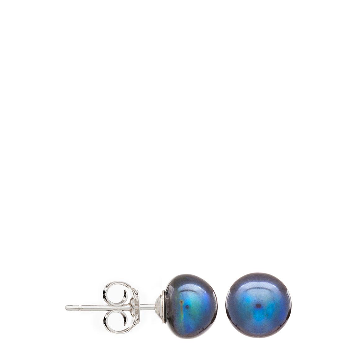 Margarita Button-Shaped Peacock Black Pearl Studs main product photo