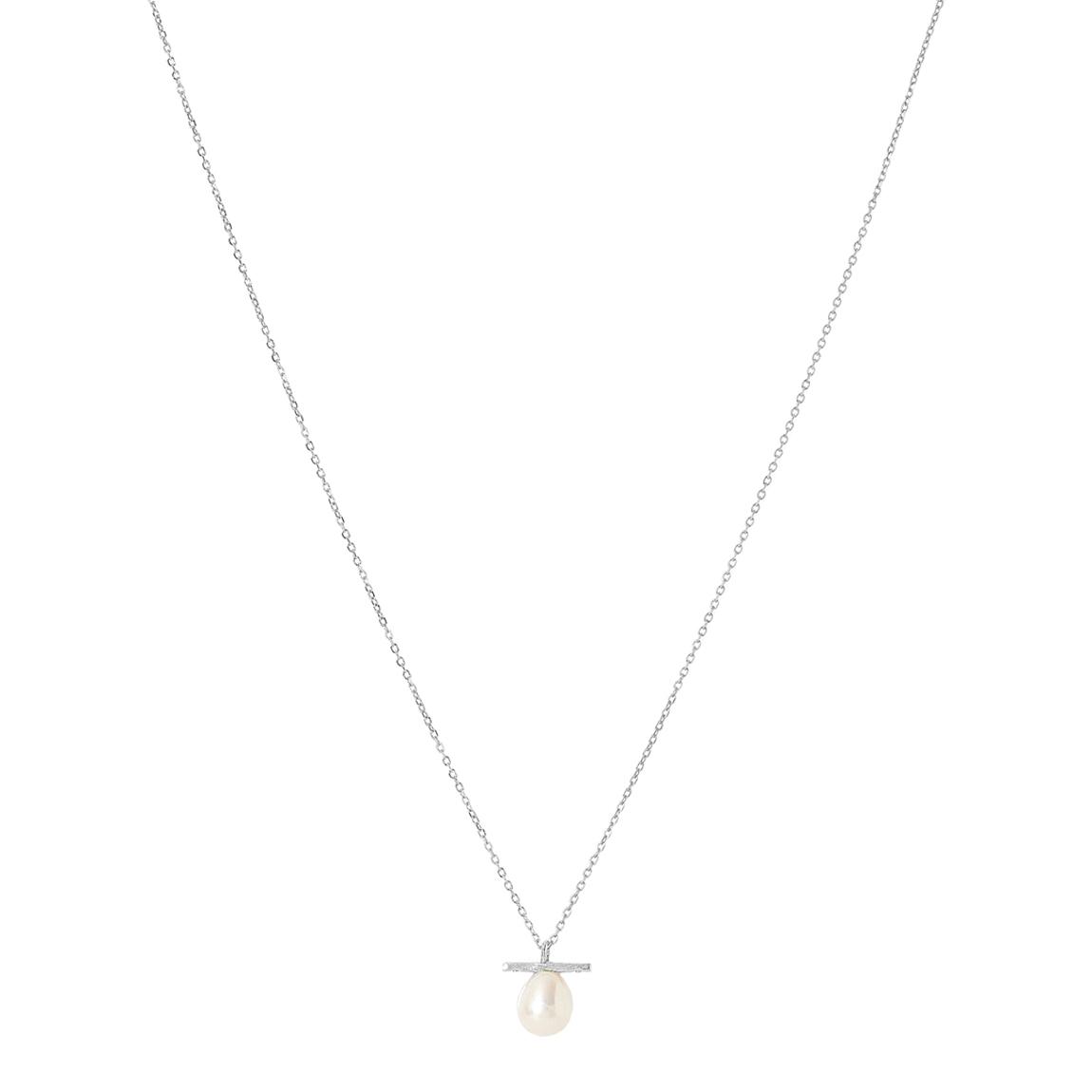 Gratia Silver Chain Necklace & Pearl Drop main product photo