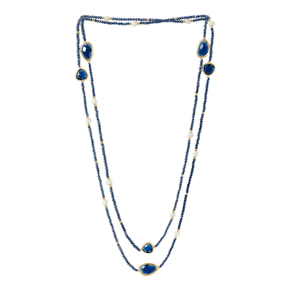 Nova Blue Agate & Cultured Freshwater Pearl Loop Necklace main product photo