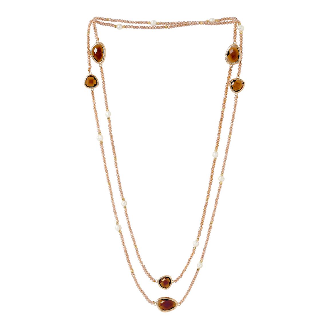 Nova Smokey Quartz & Cultured Freshwater Pearl Loop Necklace main product photo