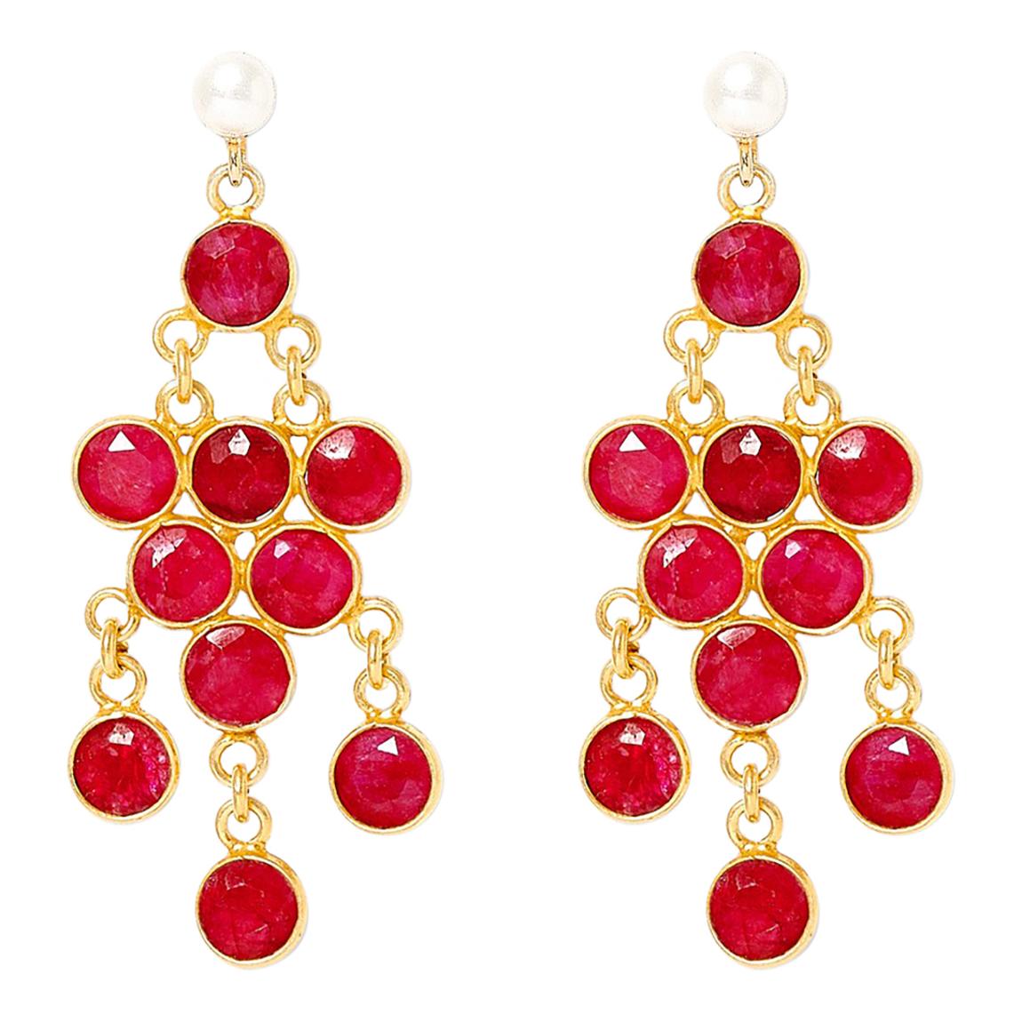 Clara Pearl & Ruby Chandelier Earrings main product photo