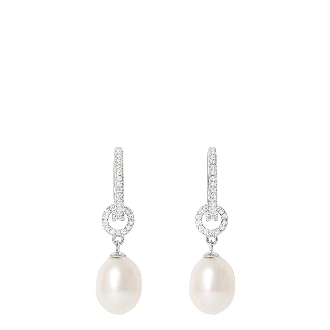 Stella Double Pave Hoop Earrings & Pearls main product photo