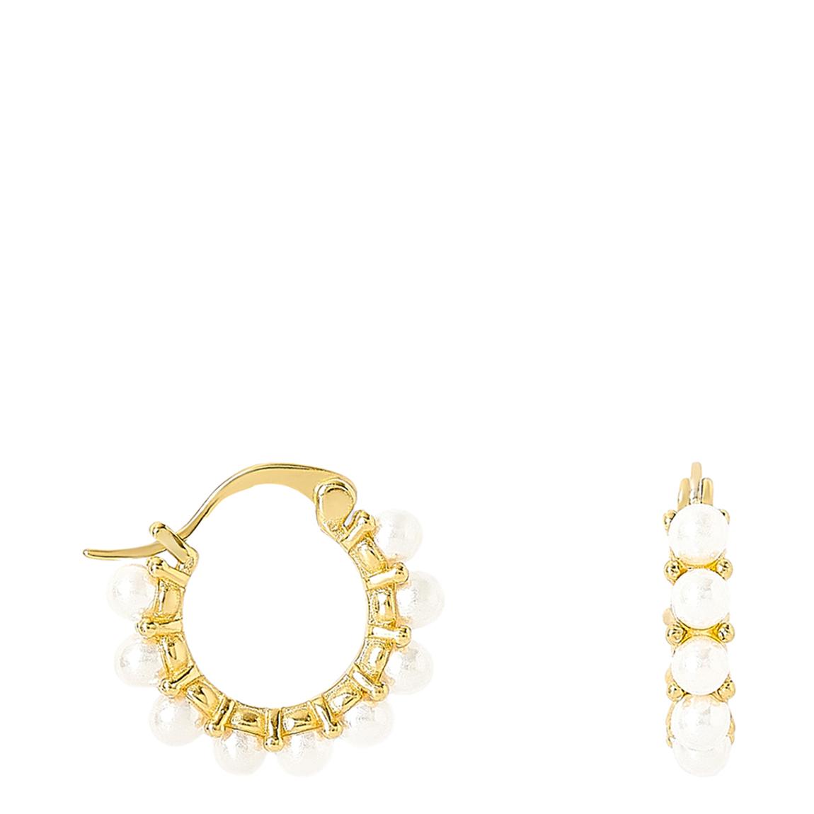 Gratia Gold Vermeil Huggie Hoops & Mother Of Pearl Beads main product photo