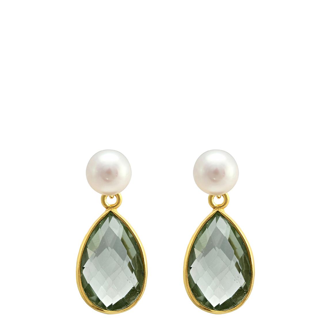 Clara Cultured Freshwater Pearl & Green Amethyst Drop Earrings main product photo