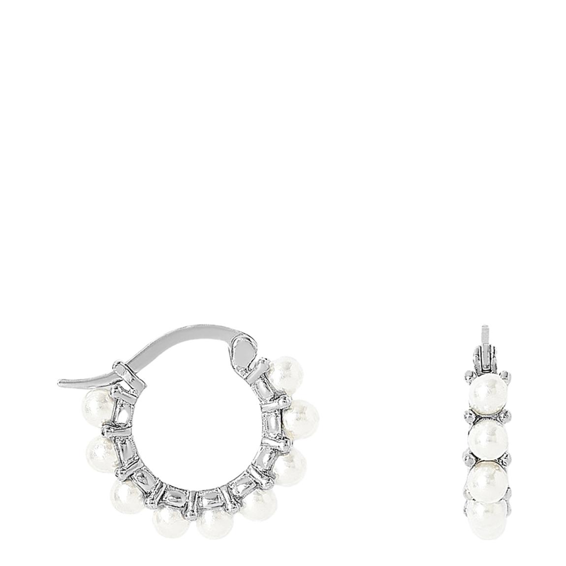 Gratia Sterling Silver Huggie Hoops & Mother Of Pearl Beads main product photo