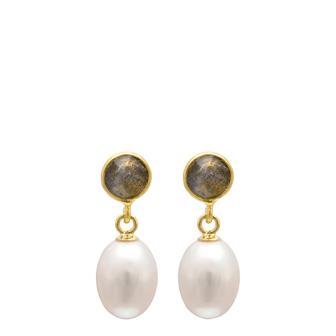 Clara Labradorite & Cultured Freshwater Pearl Drop Earrings main product photo