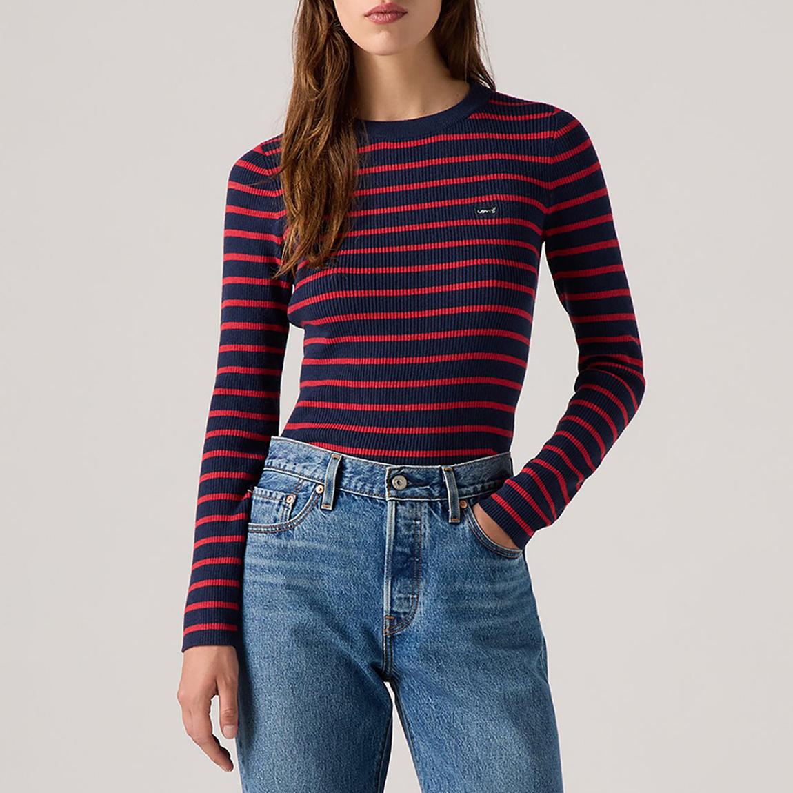 RIB CREW SWEATER PARISIENNE STRIPE NAVY main product photo