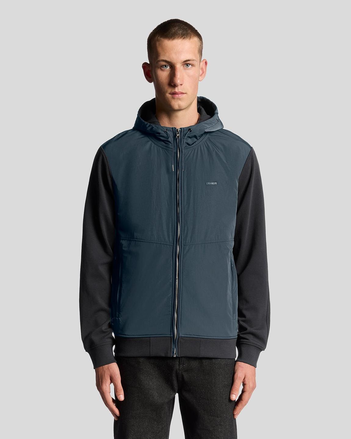 Half Raglan Sleeve Panneled Hoodie main product photo