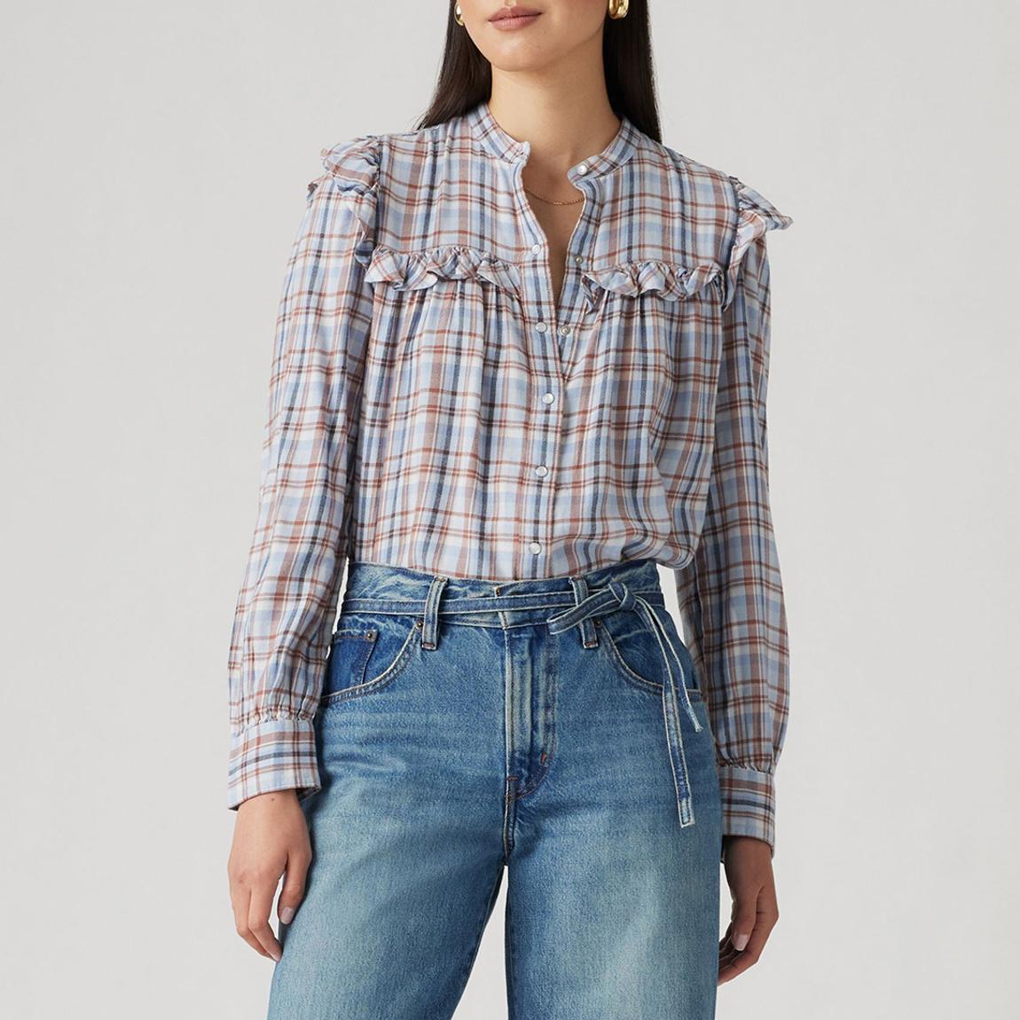 GIANNA LS BLOUSE ATTIE PLAID KENTUCKY BL main product photo