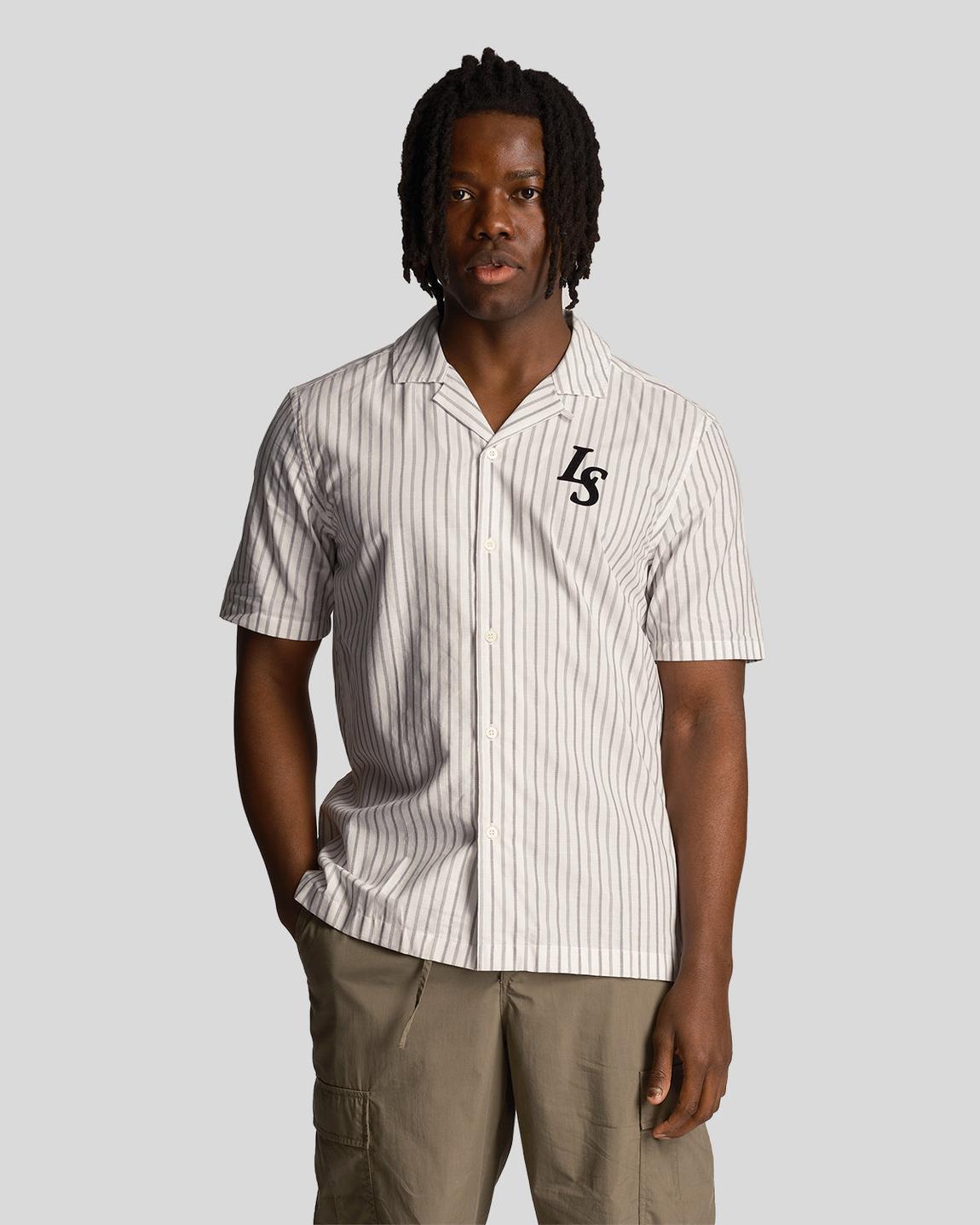 Pinstripe Revere collar shirt main product photo