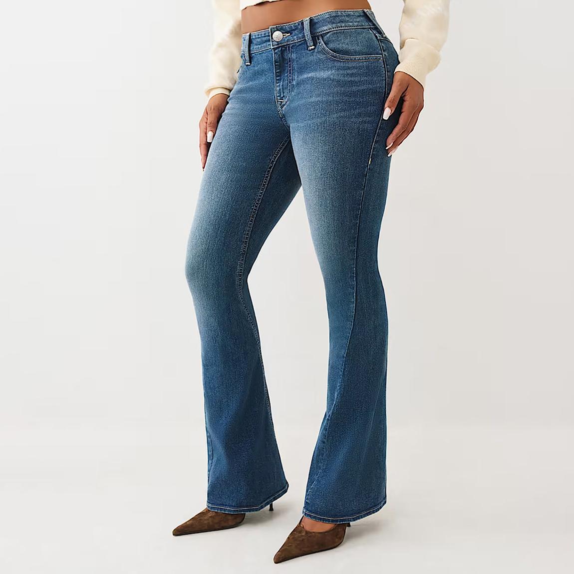 True Religion Blue Joey Flap Flare Stretch Jeans - BrandAlley