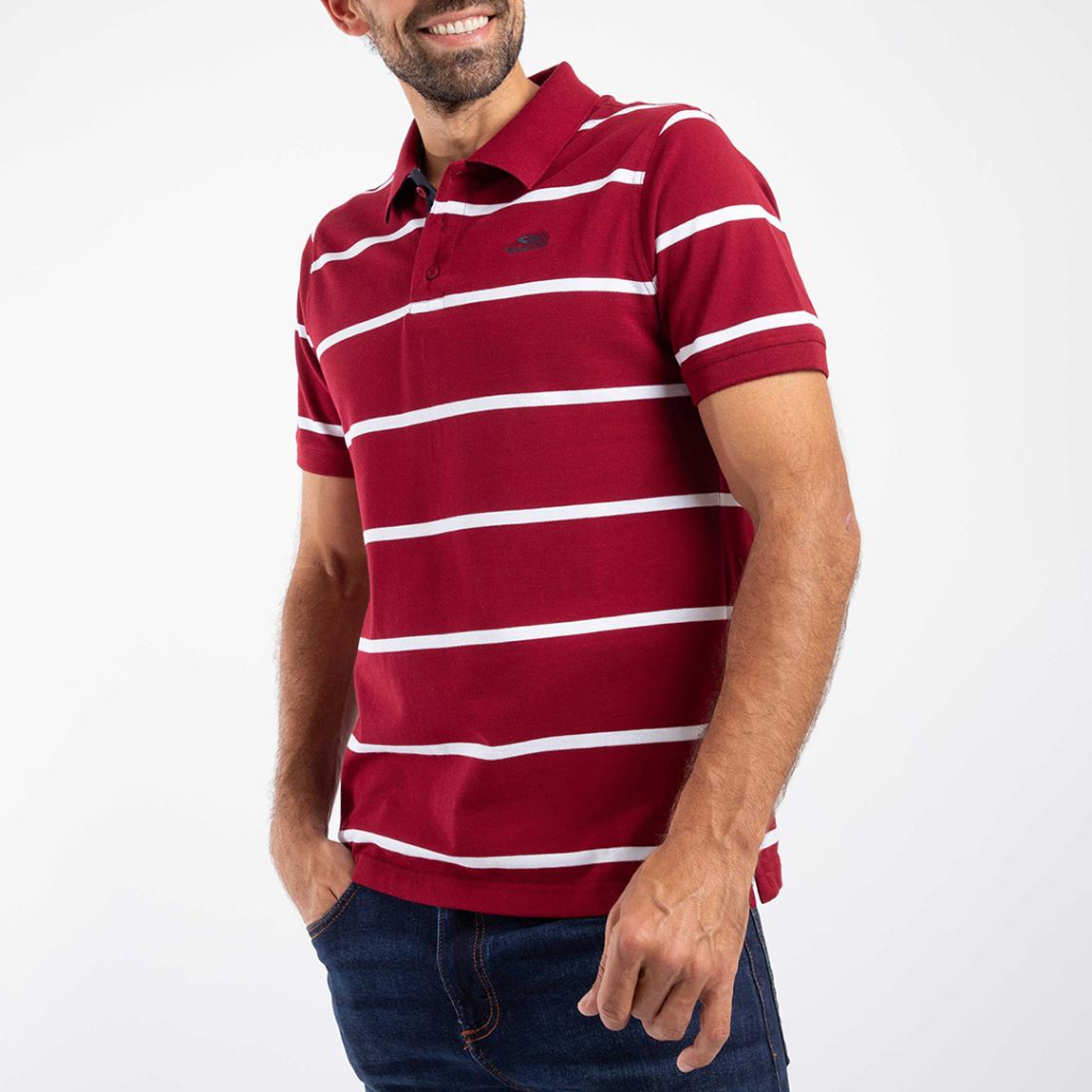 Red Fabian Striped Pique Cotton Polo Shirt main product photo