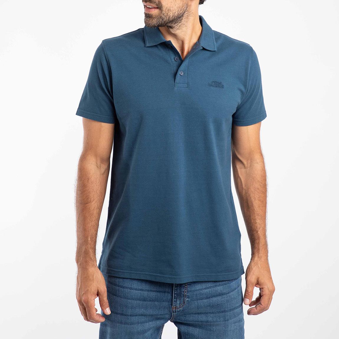 Blue Giles Pique Cotton Polo Shirt main product photo
