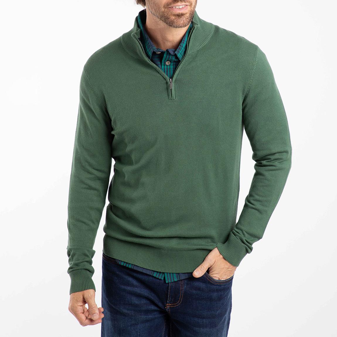 Green Frederick 1/4 Zip Fine Knit Jumper main product photo