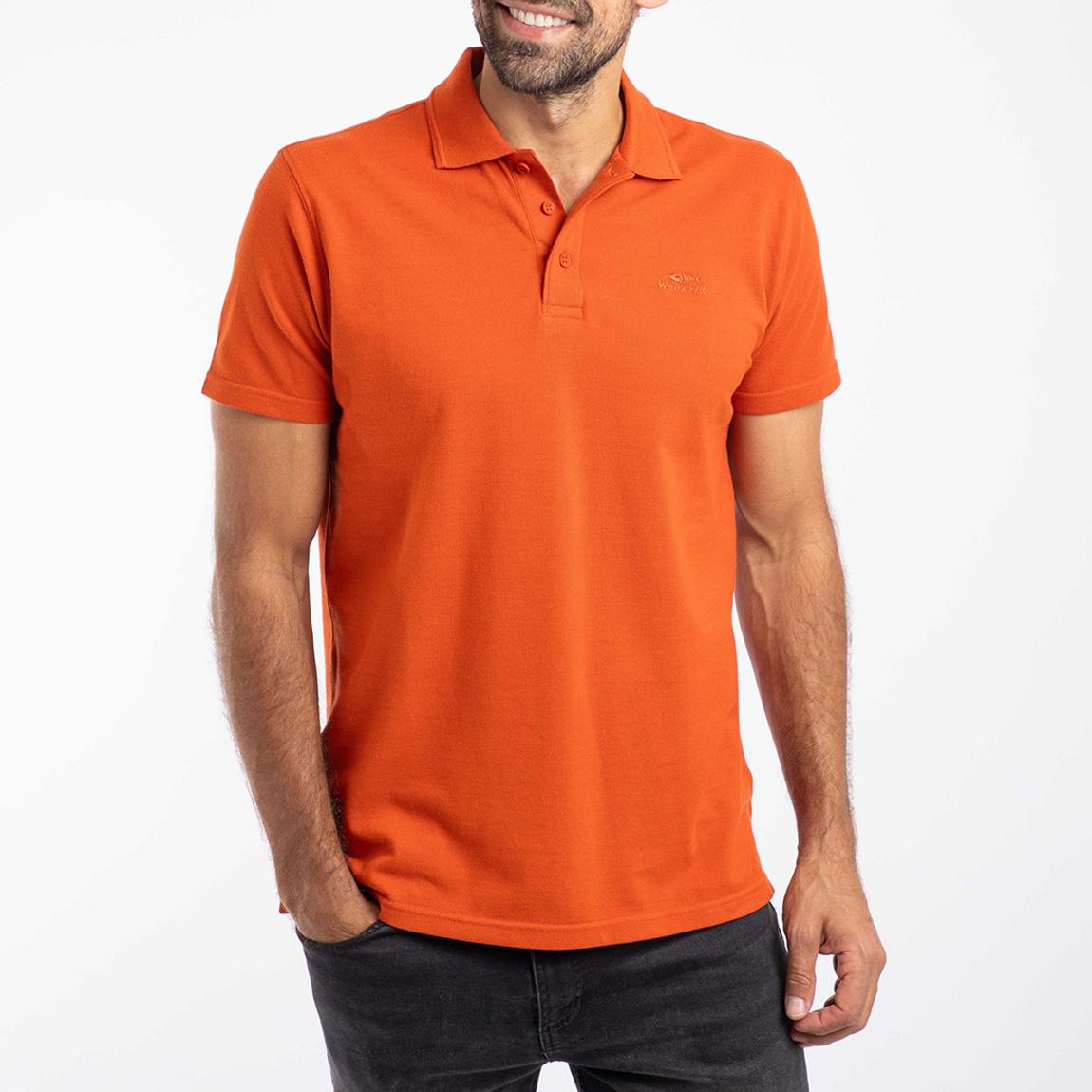 Orange Giles Pique Cotton Polo Shirt main product photo