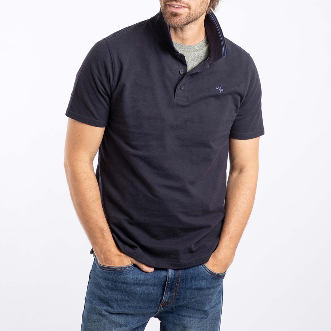 Navy Dylan Tipped Collar Organic Cotton Polo Shirt main product photo