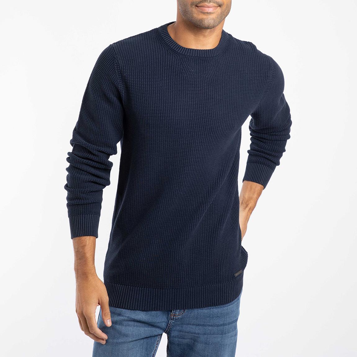 Navy Easton Waffle Textured Cotton Jumper main product photo