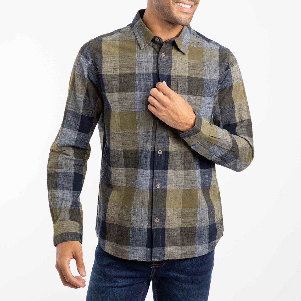 Green Sode Brushed Check Cotton Shirt main product photo