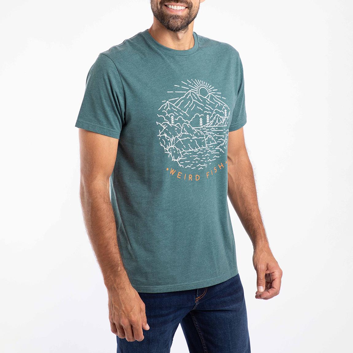 Teal Lakes and Peaks Graphic Cotton Blend T-Shirt main product photo