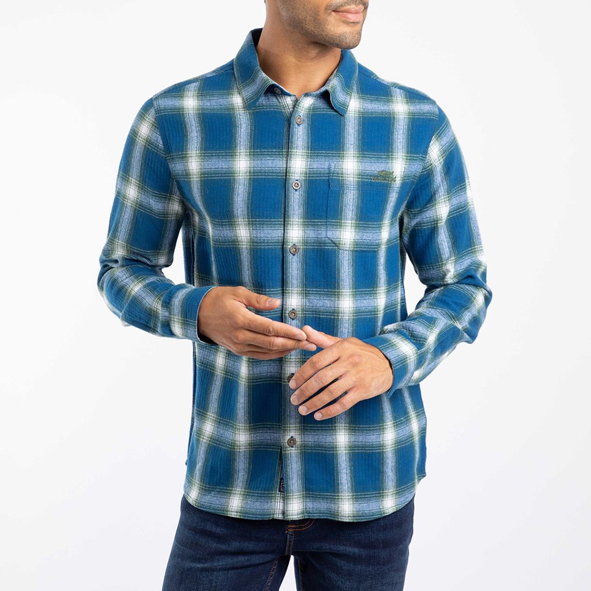 Blue Broxton Herringbone Check Organic Cotton Shirt main product photo