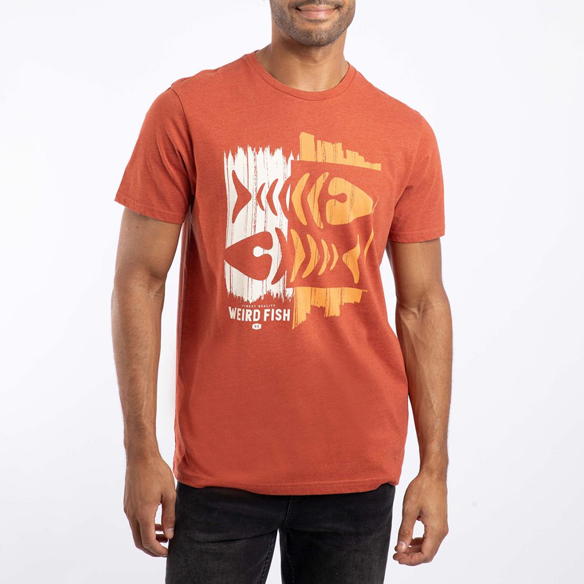 Orange Double Fish Graphic Cotton Blend T-Shirt main product photo