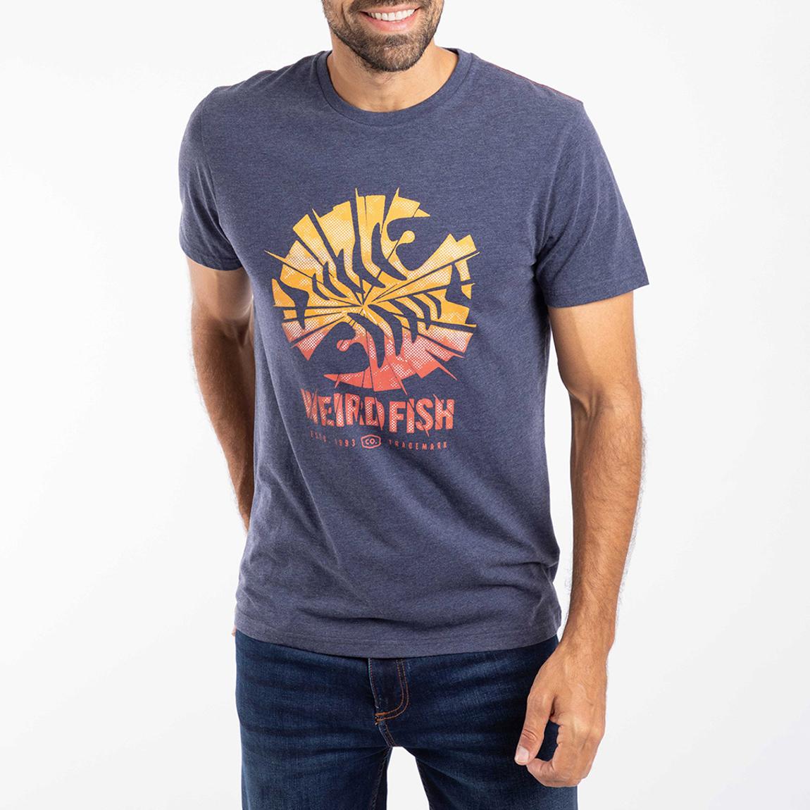 Dark Blue Shatter Graphic Cotton Blend T-Shirt main product photo