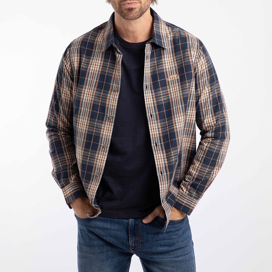 Navy Check Lando Cotton Shirt main product photo
