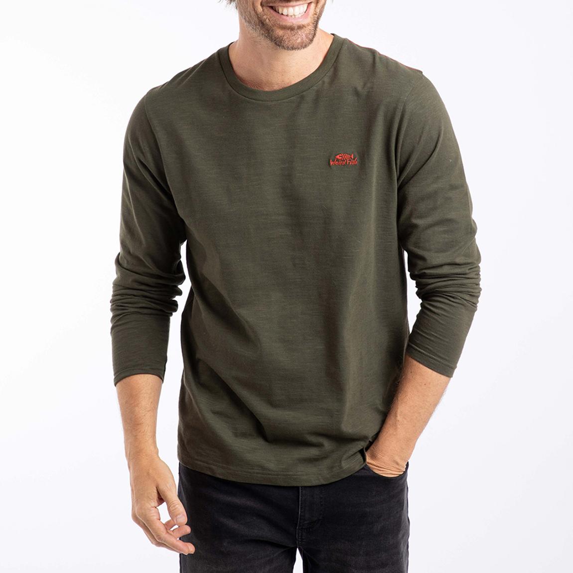 Khaki Fins Branded Long Sleeve Cotton T-Shirt main product photo