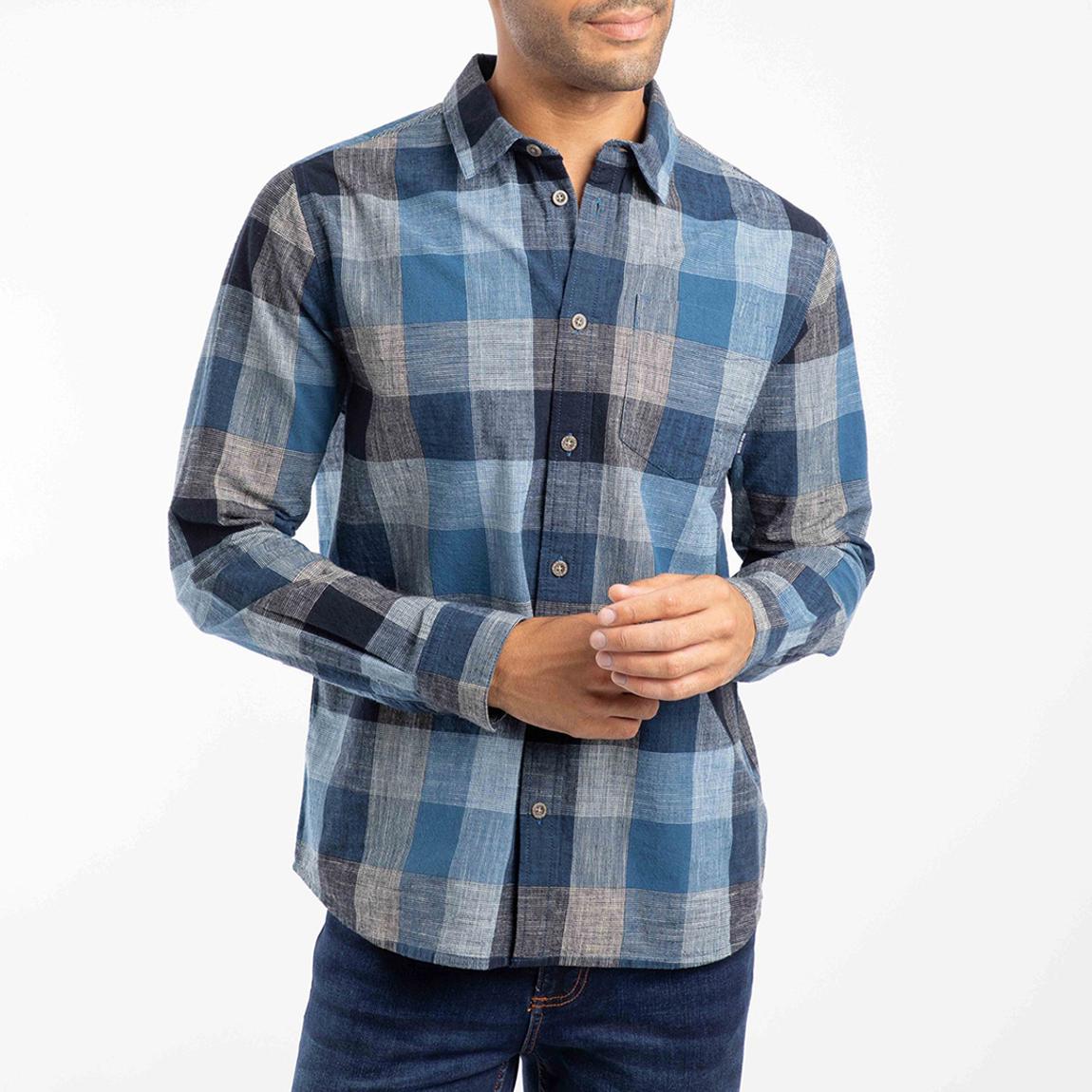 Blue Sode Brushed Check Cotton Shirt main product photo