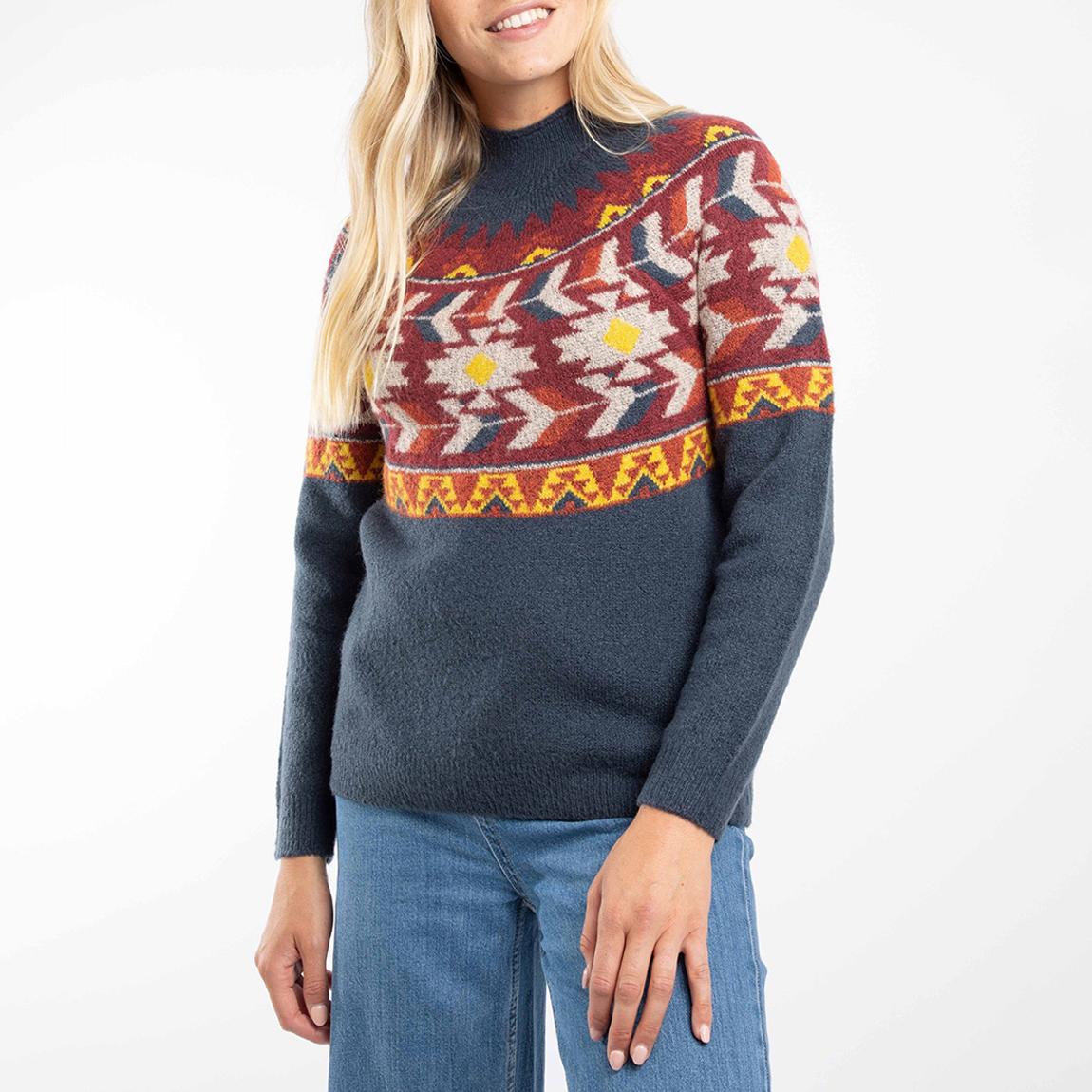 Navy Arelia Ikat Knitted Jumper main product photo