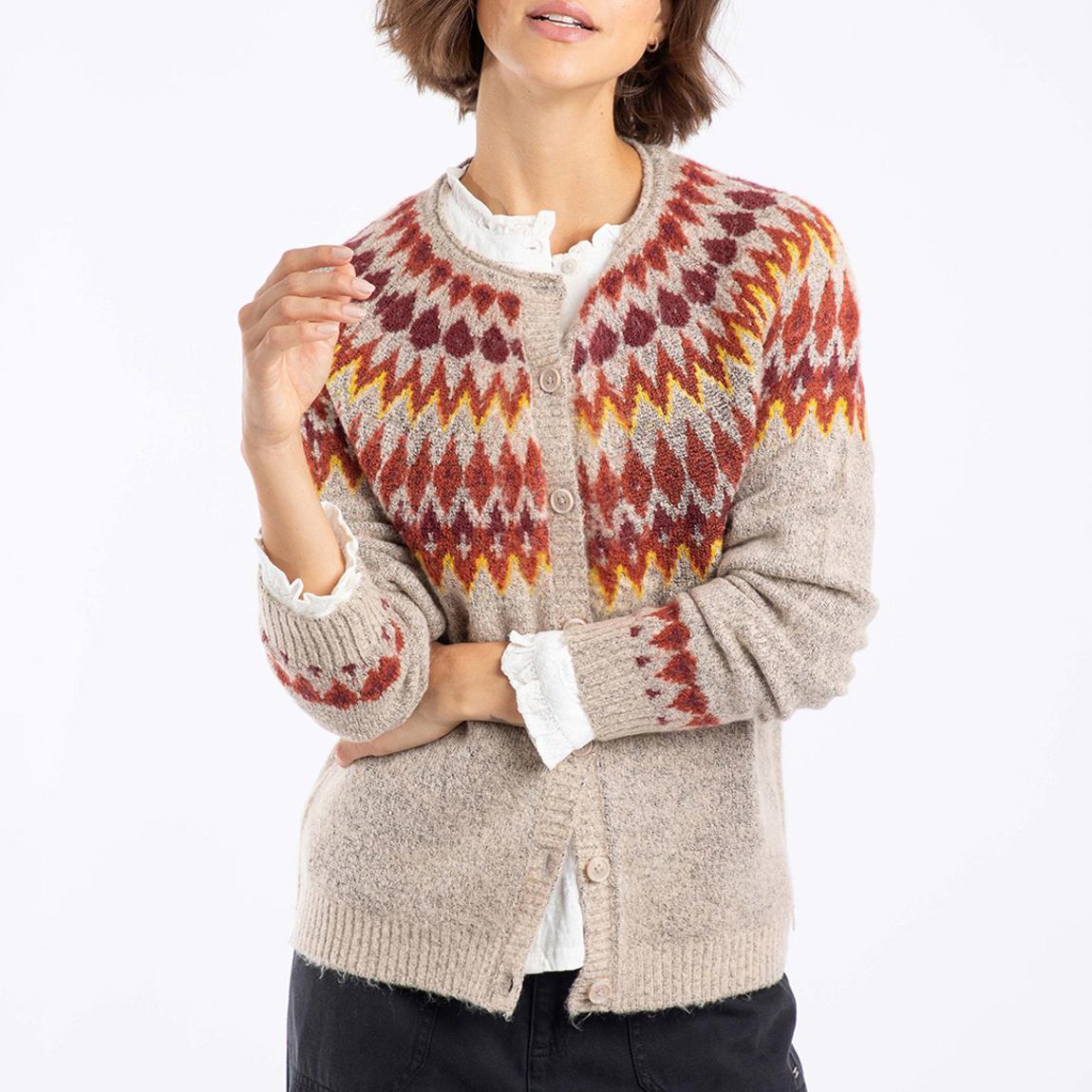 Beige Hatty Fair Isle Cardigan main product photo