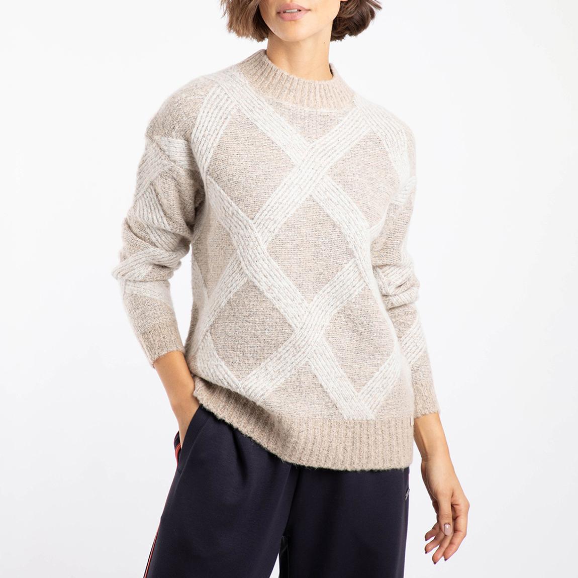Beige Darlyn Diamond Ribbed Jumper main product photo