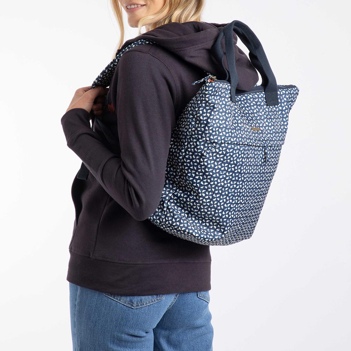 Navy Ekora Printed Polyester Backpack  main product photo