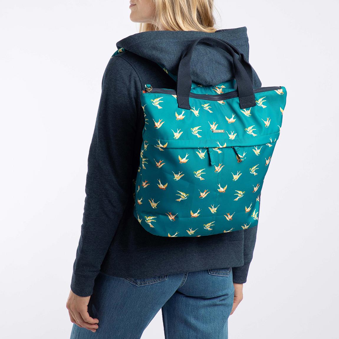 Teal Ekora Printed Polyester Backpack  main product photo