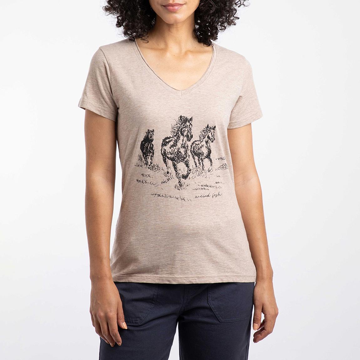 Beige Wild Ponies Organic Cotton Graphic T-Shirt main product photo