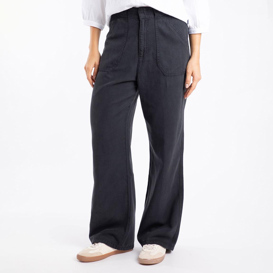 Navy Farida Wide Leg Cotton Twill Trousers main product photo