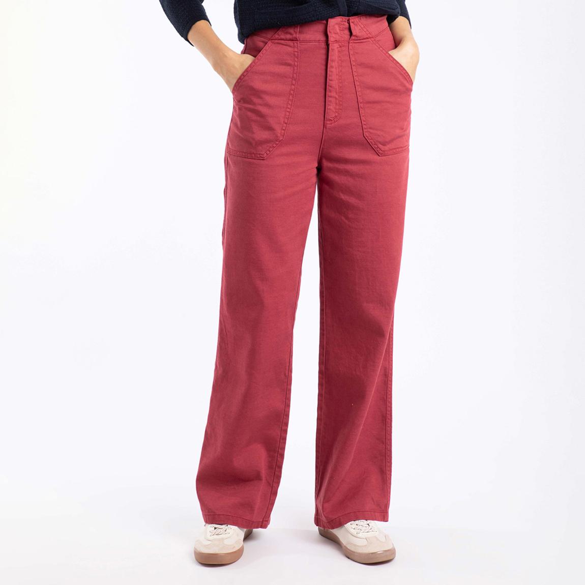 Red Farida Wide Leg Cotton Twill Trousers main product photo