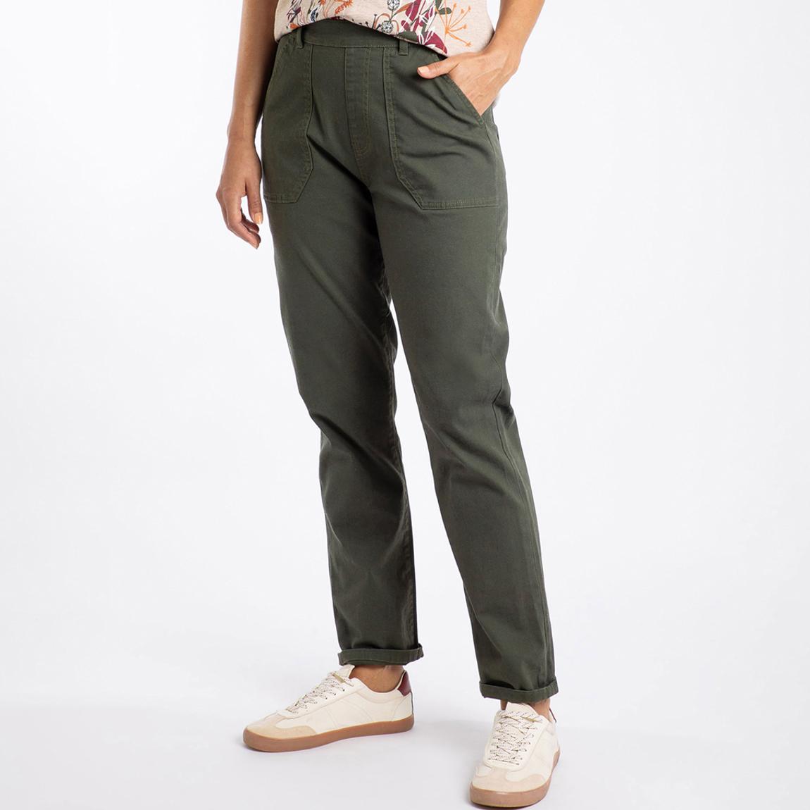 Khaki Green Malorri Cotton Stretch Trousers main product photo