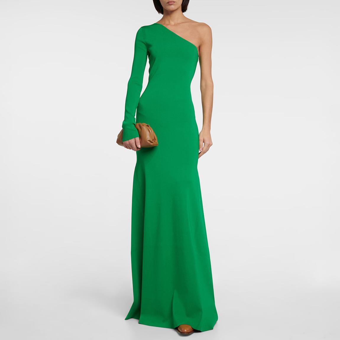 Green One Shoulder Knitted Gown main product photo
