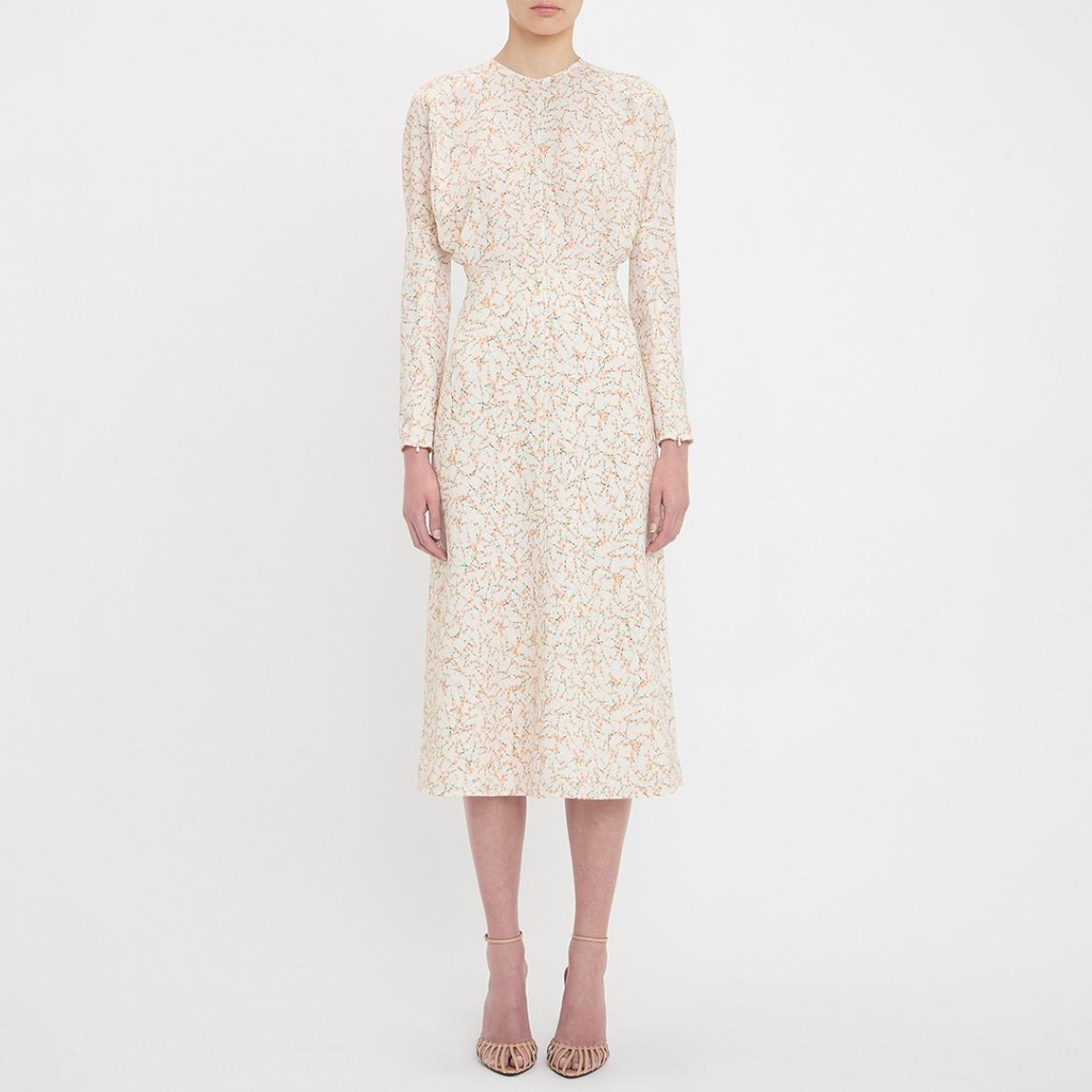 Cream Floral Long Sleeve Dolman Midi Dress main product photo
