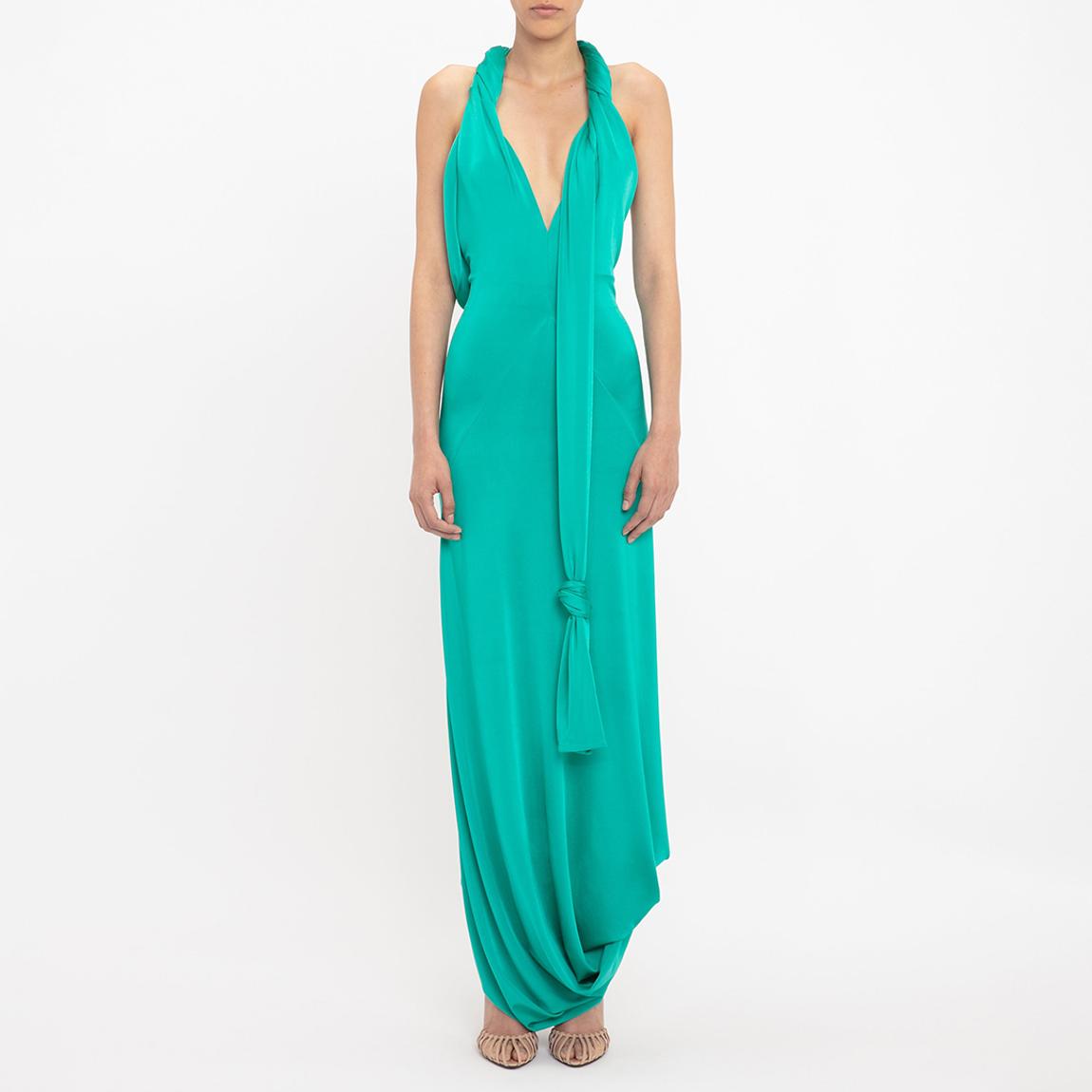 Turquoise Twisted Halter Jersey Dress main product photo