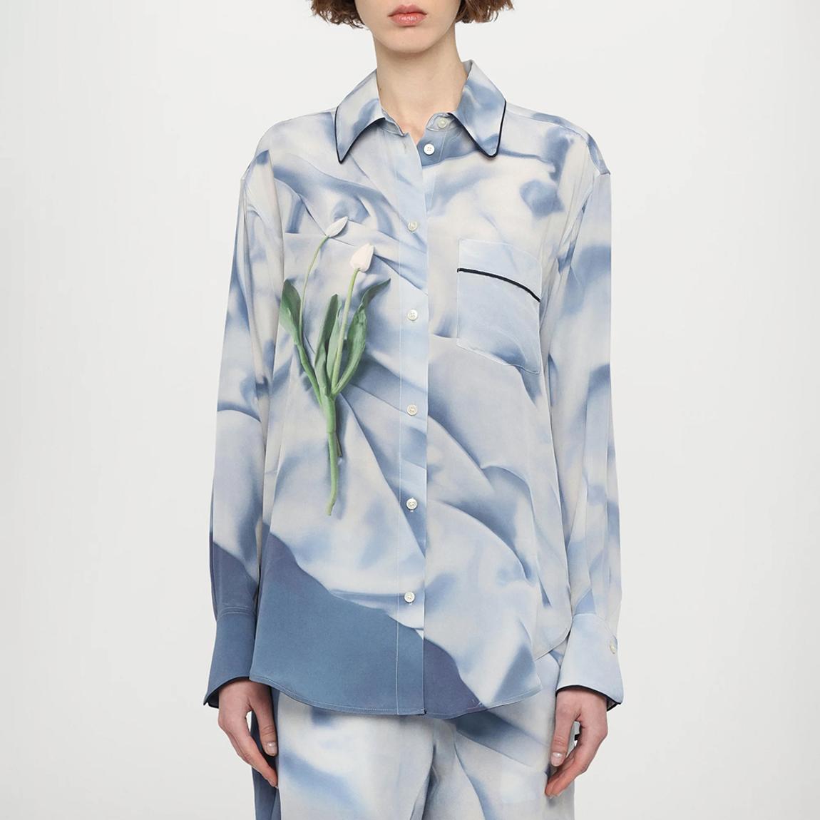 Blue Floral Silk Pyjama Shirt  main product photo