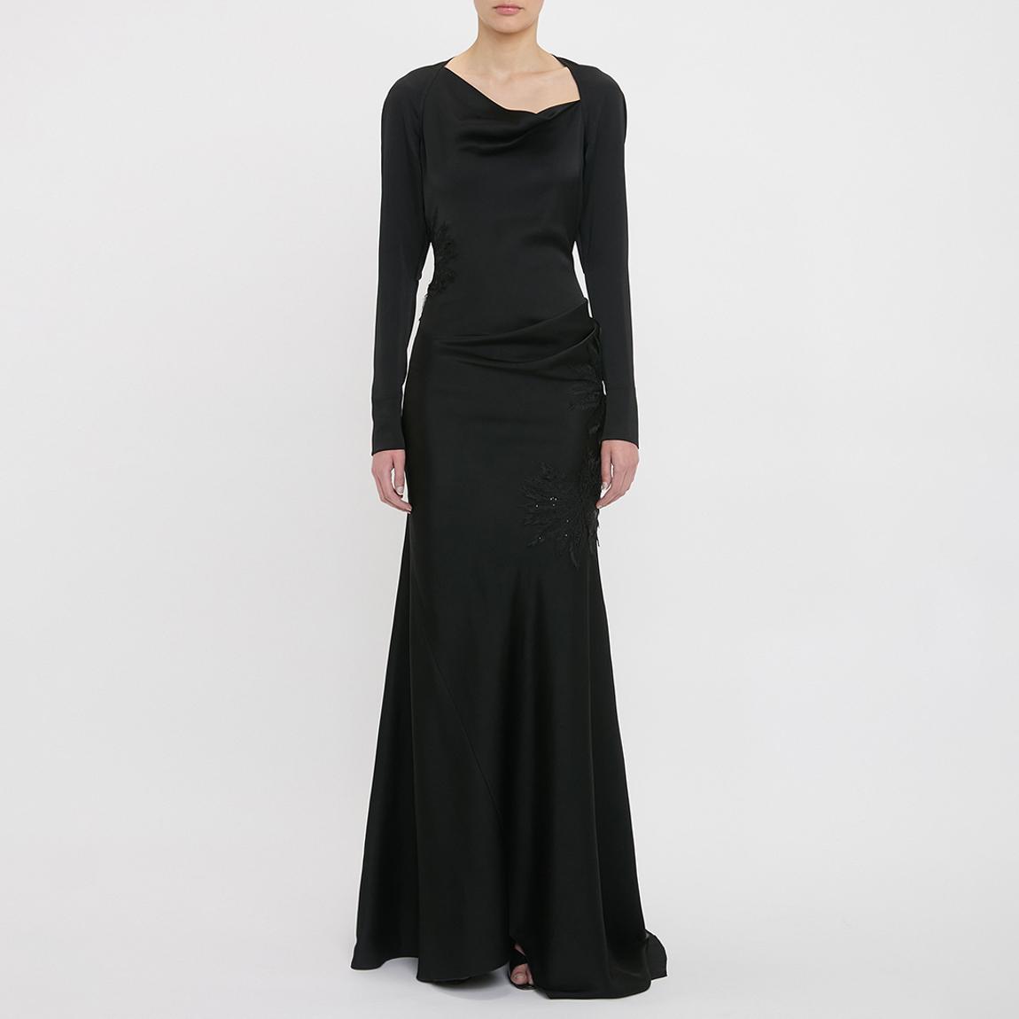 LONG SLEEVE LACE APPLIQUE GOWN main product photo