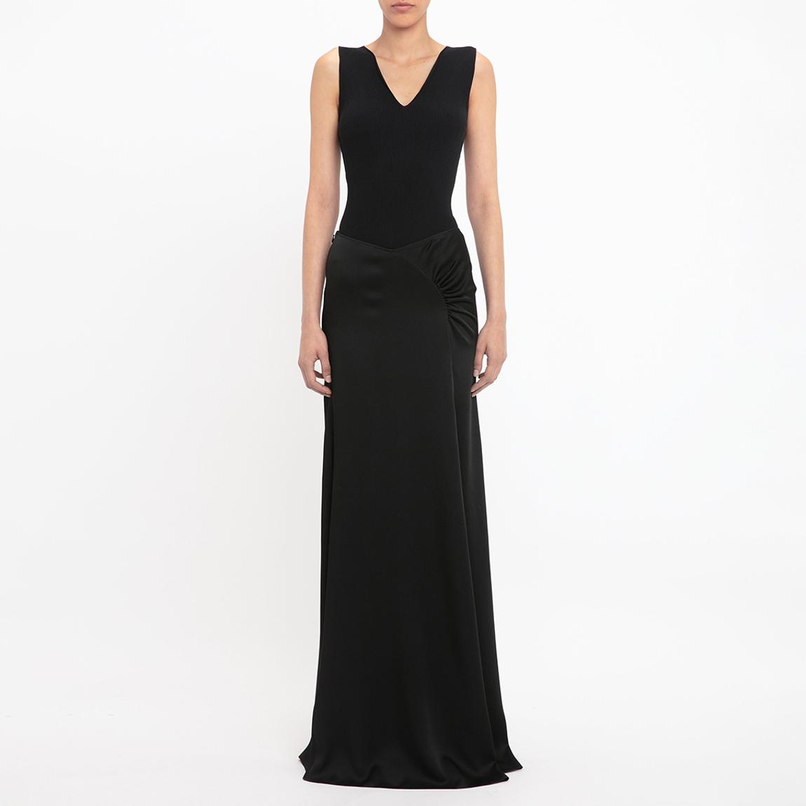 Black Satin Floorlength Panelled Skirt main product photo