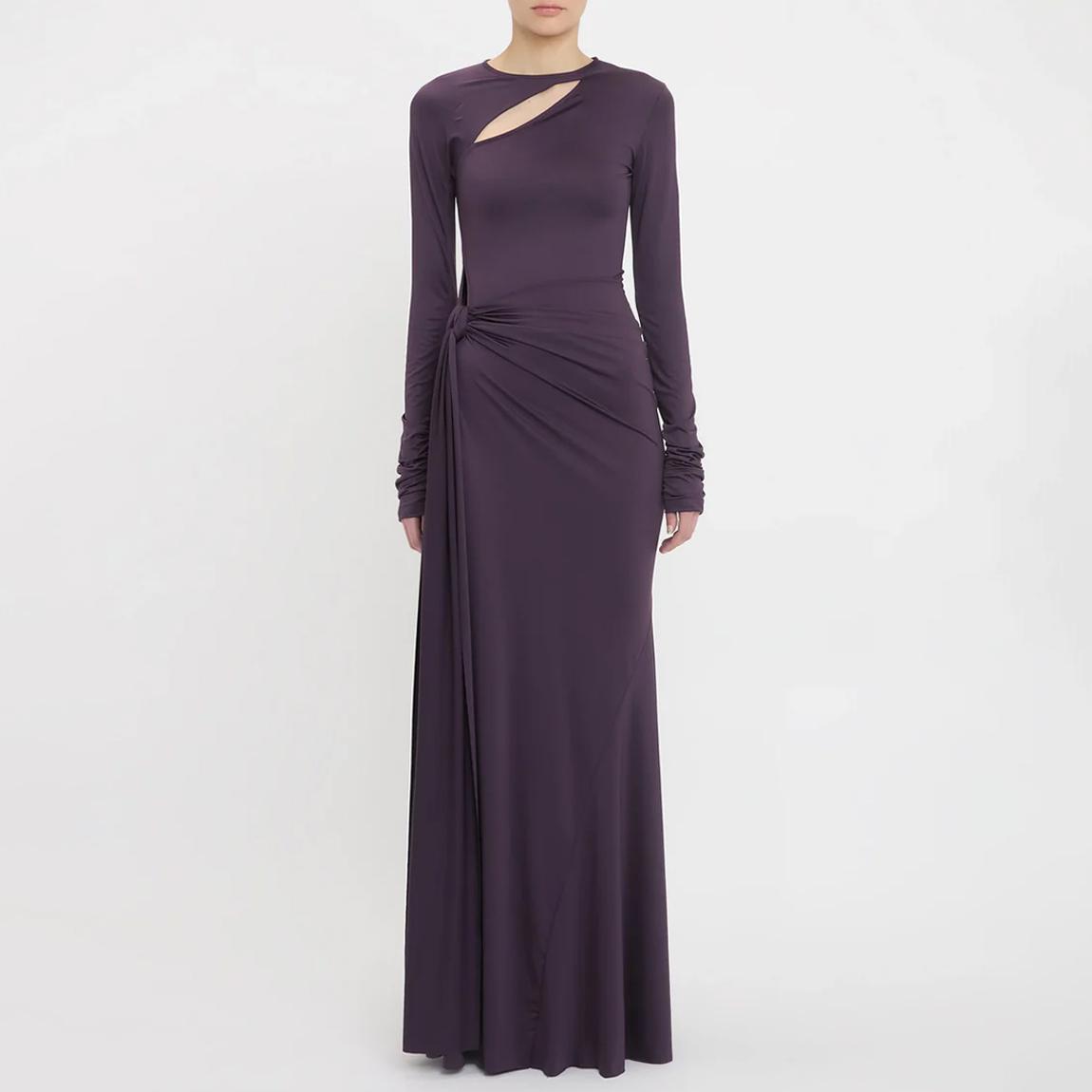 LONG SLEEVE TIE FRONT GOWN main product photo