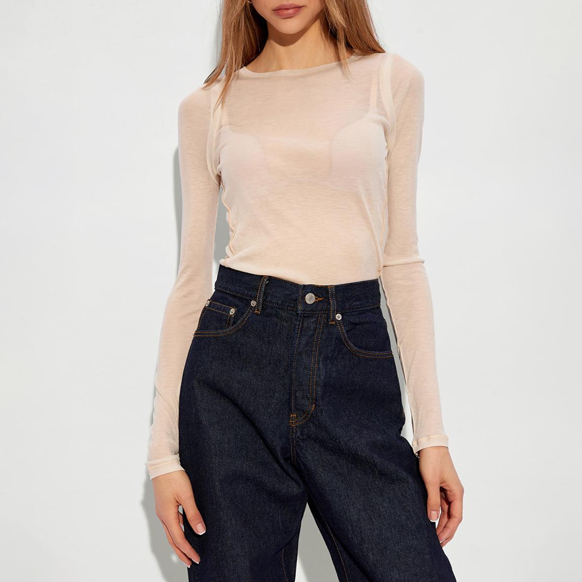 Beige Crew Neck Long Sleeve Top main product photo