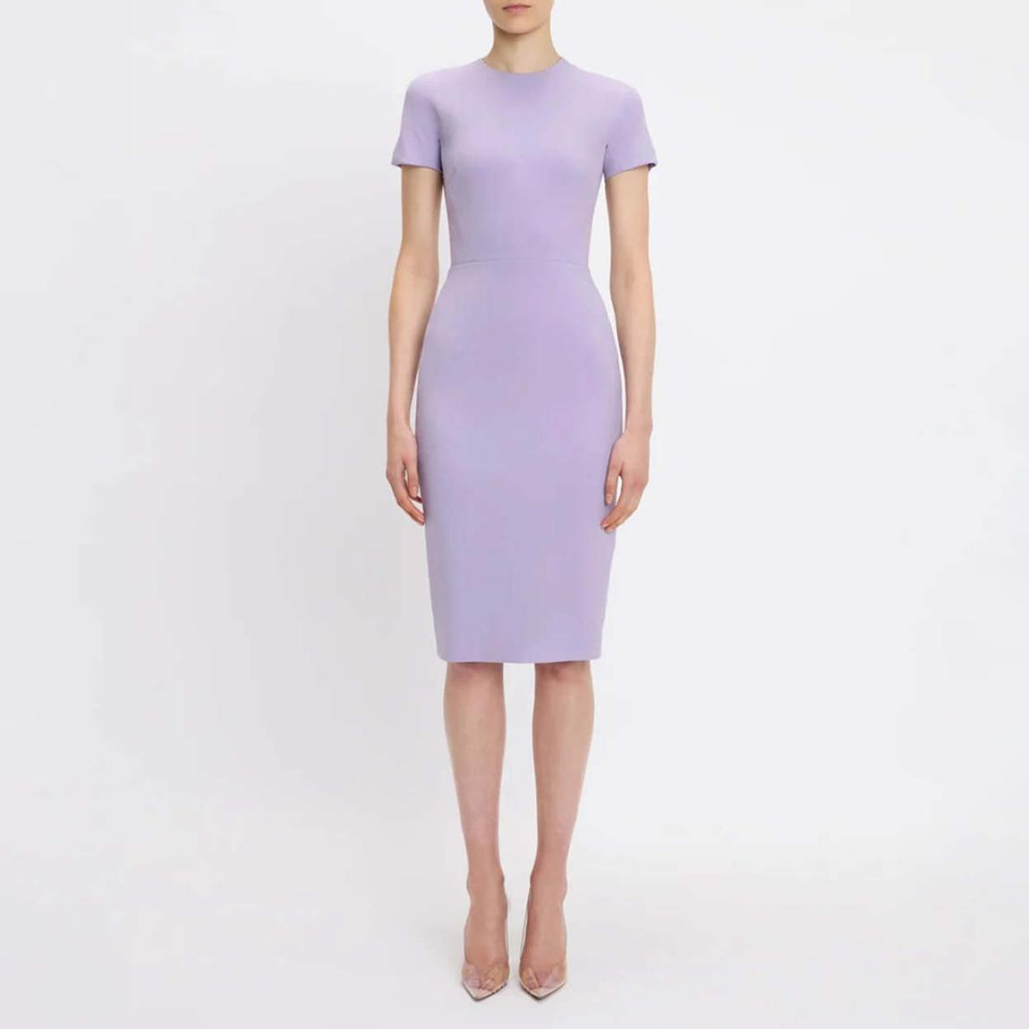 Victoria Beckham Lilac T-Shirt Fitted Dress - BrandAlley